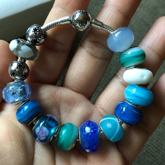 Pandora Jewelry Authentic Pandora Snake Bracelet With 4 Charms